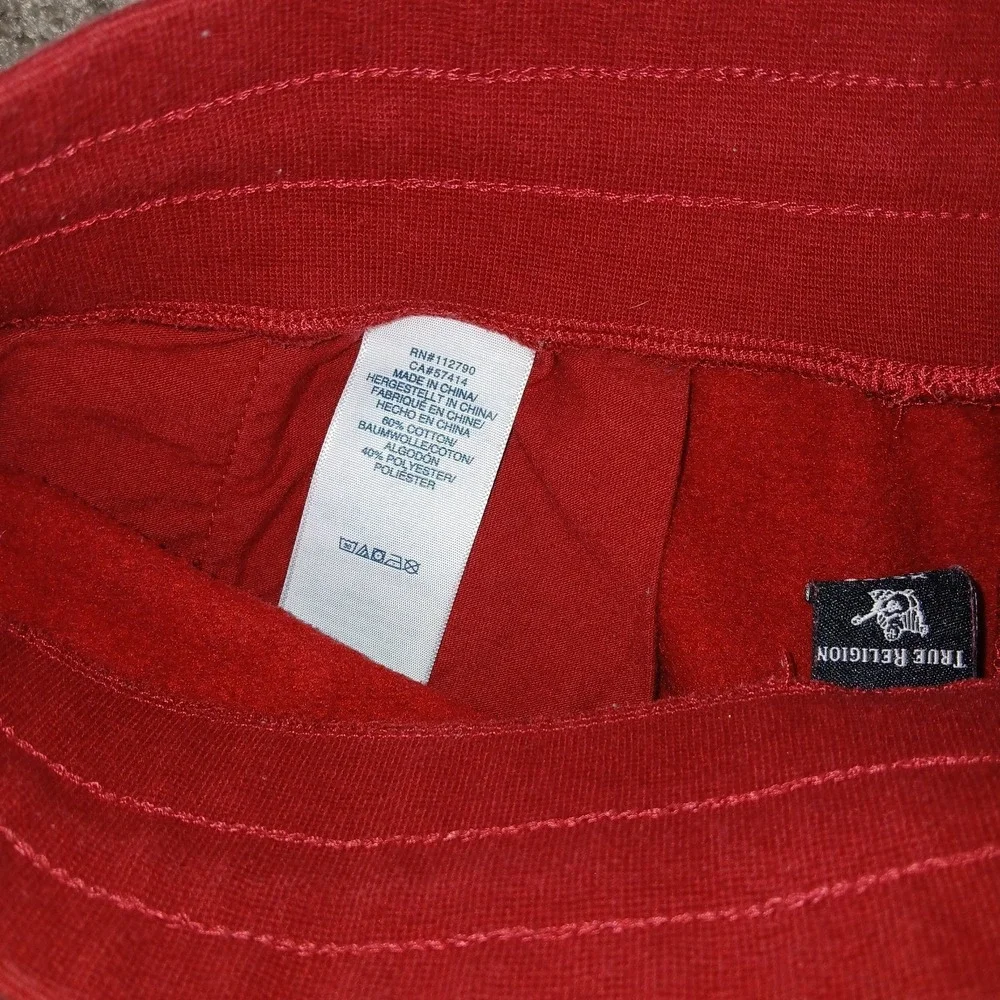 True Religion Mens Jogger Sweat Shorts Red Size Extra Small